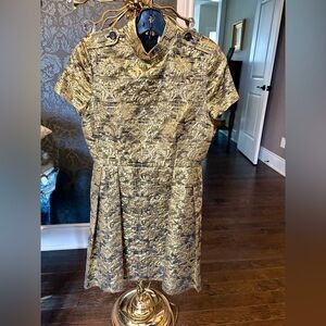 Mulberry Gold Textured Mini Dress